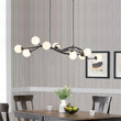 Load image into Gallery viewer, 10-Light Opal Bubble Black Twig Linear Branch Chandelier