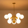 Load image into Gallery viewer, Aged Brass Sputnik Milky Glass Globe Chandelier