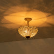 Load image into Gallery viewer, Vintage Bronze Crystal Bowl Semi Flush Ceiling Light