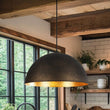 Load image into Gallery viewer, Farmhouze Light - 1 - Light Industrial Black Hammered Iron Dome Pendant - Chandelier - 15in -