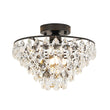 Load image into Gallery viewer, Farmhouze Light - 1 - Light Tiered Sparkle Crystal Accented Semi Flush Mount - Chandelier - Black -
