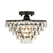 Load image into Gallery viewer, Farmhouze Light - 1 - Light Tiered Sparkle Crystal Accented Semi Flush Mount - Chandelier - Black -