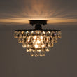Load image into Gallery viewer, Farmhouze Light - 1 - Light Tiered Sparkle Crystal Accented Semi Flush Mount - Chandelier - Black -