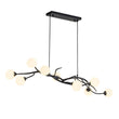 Load image into Gallery viewer, Farmhouze Light - 10 - Light Opal Bubble Black Twig Linear Branch Chandelier - Chandelier - Black -