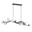 Load image into Gallery viewer, Farmhouze Light - 10 - Light Opal Bubble Black Twig Linear Branch Chandelier - Chandelier - Black -