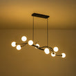 Load image into Gallery viewer, Farmhouze Light - 10 - Light Opal Bubble Black Twig Linear Branch Chandelier - Chandelier - Black -