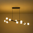 Load image into Gallery viewer, Farmhouze Light - 10 - Light Opal Bubble Black Twig Linear Branch Chandelier - Chandelier - Black -