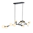 Load image into Gallery viewer, Farmhouze Light - 10 - Light Opal Bubble Black Twig Linear Branch Chandelier - Chandelier - Black -