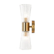 Load image into Gallery viewer, Farmhouze Light - 2 - Light Clear Striped Glass Dual Cone Vantiy Wall Sconce - Wall Sconce - Brass -
