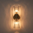 Load image into Gallery viewer, Farmhouze Light - 2 - Light Clear Striped Glass Dual Cone Vantiy Wall Sconce - Wall Sconce - Brass -