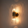 Load image into Gallery viewer, Farmhouze Light - 2 - Light Clear Striped Glass Dual Cone Vantiy Wall Sconce - Wall Sconce - Brass -