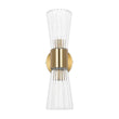 Load image into Gallery viewer, Farmhouze Light - 2 - Light Clear Striped Glass Dual Cone Vantiy Wall Sconce - Wall Sconce - Brass -