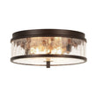 Load image into Gallery viewer, Farmhouze Light - 2 - Light Crackle Textured Glass Round Ceiling Light - Ceiling Light - Oil Rubbed Bronze -
