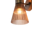 Load image into Gallery viewer, Farmhouze Light - 2 - light UP Down Striped Glass Double Cone Wall Light - Wall Sconce - Brown Glass + Oil - Rubbed Bronze Finish -