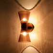 Load image into Gallery viewer, Farmhouze Light - 2 - light UP Down Striped Glass Double Cone Wall Light - Wall Sconce - Brown Glass + Oil - Rubbed Bronze Finish -
