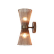 Load image into Gallery viewer, Farmhouze Light - 2 - light UP Down Striped Glass Double Cone Wall Light - Wall Sconce - Brown Glass + Oil - Rubbed Bronze Finish -