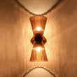 Load image into Gallery viewer, Farmhouze Light - 2 - light UP Down Striped Glass Double Cone Wall Light - Wall Sconce - Brown Glass + Oil - Rubbed Bronze Finish -