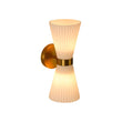 Load image into Gallery viewer, Farmhouze Light - 2 - light UP Down Striped Glass Double Cone Wall Light - Wall Sconce - Frosted Glass + Brass Finish -