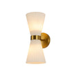 Load image into Gallery viewer, Farmhouze Light - 2 - light UP Down Striped Glass Double Cone Wall Light - Wall Sconce - Frosted Glass + Brass Finish -
