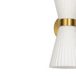 Load image into Gallery viewer, Farmhouze Light - 2 - light UP Down Striped Glass Double Cone Wall Light - Wall Sconce - Frosted Glass + Brass Finish -
