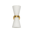 Load image into Gallery viewer, Farmhouze Light - 2 - light UP Down Striped Glass Double Cone Wall Light - Wall Sconce - Frosted Glass + Brass Finish -