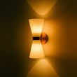Load image into Gallery viewer, Farmhouze Light - 2 - light UP Down Striped Glass Double Cone Wall Light - Wall Sconce - Frosted Glass + Brass Finish -