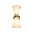 Load image into Gallery viewer, Farmhouze Light - 2 - light UP Down Striped Glass Double Cone Wall Light - Wall Sconce - Frosted Glass + Brass Finish -