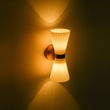 Load image into Gallery viewer, Farmhouze Light - 2 - light UP Down Striped Glass Double Cone Wall Light - Wall Sconce - Frosted Glass + Brass Finish -