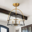 Load image into Gallery viewer, Farmhouze Light - 3 - Light Drum Seeded Glass Lantern Ceiling Light - Ceiling Light - 3 - Light -
