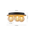 Load image into Gallery viewer, Farmhouze Light - 3 - light Rustic Wood Amber Glass Globe Round Semi Flush - Ceiling Light - 11.8 in -