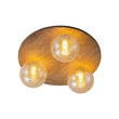 Load image into Gallery viewer, Farmhouze Light - 3 - light Rustic Wood Amber Glass Globe Round Semi Flush - Ceiling Light - 11.8 in -