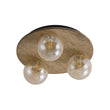 Load image into Gallery viewer, Farmhouze Light - 3 - light Rustic Wood Amber Glass Globe Round Semi Flush - Ceiling Light - 11.8 in -