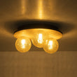 Load image into Gallery viewer, Farmhouze Light - 3 - light Rustic Wood Amber Glass Globe Round Semi Flush - Ceiling Light - 11.8 in -