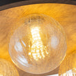 Load image into Gallery viewer, Farmhouze Light - 3 - light Rustic Wood Amber Glass Globe Round Semi Flush - Ceiling Light - 11.8 in -
