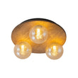 Load image into Gallery viewer, Farmhouze Light - 3 - light Rustic Wood Amber Glass Globe Round Semi Flush - Ceiling Light - 11.8 in -