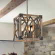 Load image into Gallery viewer, Farmhouze Light - 4 - Light Candle Style Aged Wooden Square Lantern Pendant Light - Pendant - Poplar -
