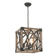 Load image into Gallery viewer, Farmhouze Light - 4 - Light Candle Style Aged Wooden Square Lantern Pendant Light - Pendant - Poplar -
