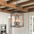 Load image into Gallery viewer, Farmhouze Light - 4 - Light Distressed Wood Square Lantern Pendant Light - Chandelier - Poplar -