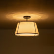 Load image into Gallery viewer, Farmhouze Light - 4 - Light Linen Drum Semi Flush Ceiling Light - Ceiling Light - Black -