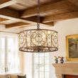 Load image into Gallery viewer, Farmhouze Light - 4 - Light Vintage Glam Crystal Drum Lantern Pendant - Chandelier - Medium -