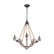 Load image into Gallery viewer, Farmhouze Light - 5 - Light Antique Wood Hemp Rope Candle Style Chandelier - Chandelier - Poplar+Hemp Rope -