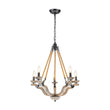 Load image into Gallery viewer, Farmhouze Light - 5 - Light Antique Wood Hemp Rope Candle Style Chandelier - Chandelier - Poplar+Hemp Rope -