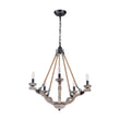 Load image into Gallery viewer, Farmhouze Light - 5 - Light Antique Wood Hemp Rope Candle Style Chandelier - Chandelier - Poplar+Hemp Rope -