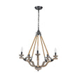 Load image into Gallery viewer, Farmhouze Light - 5 - Light Antique Wood Hemp Rope Candle Style Chandelier - Chandelier - Poplar+Hemp Rope -