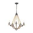 Load image into Gallery viewer, Farmhouze Light - 5 - Light Antique Wood Hemp Rope Candle Style Chandelier - Chandelier - Poplar+Hemp Rope -