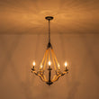 Load image into Gallery viewer, Farmhouze Light - 5 - Light Antique Wood Hemp Rope Candle Style Chandelier - Chandelier - Poplar+Hemp Rope -