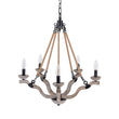 Load image into Gallery viewer, Farmhouze Light - 5 - Light Antique Wood Hemp Rope Candle Style Chandelier - Chandelier - Poplar+Hemp Rope -
