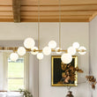 Load image into Gallery viewer, Farmhouze Light - 56” Modern Milky Glass Globe Island Pendant Chandelier - Chandelier - Brass -