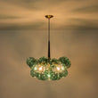 Load image into Gallery viewer, Farmhouze Light - 6 - Light Dimmable Cluster Glass Globe Green Bubble Chandelier - Chandelier - Black + Brass -