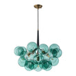 Load image into Gallery viewer, Farmhouze Light - 6 - Light Dimmable Cluster Glass Globe Green Bubble Chandelier - Chandelier - Black + Brass -